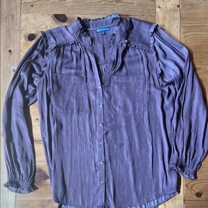 Democracy Women's Ruffled Button Down Shirt in Lavender